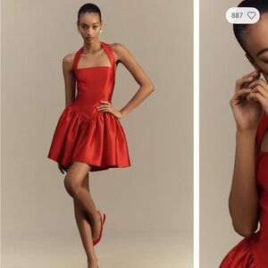 Red Mare Mare halter neck puff skirt mini dress